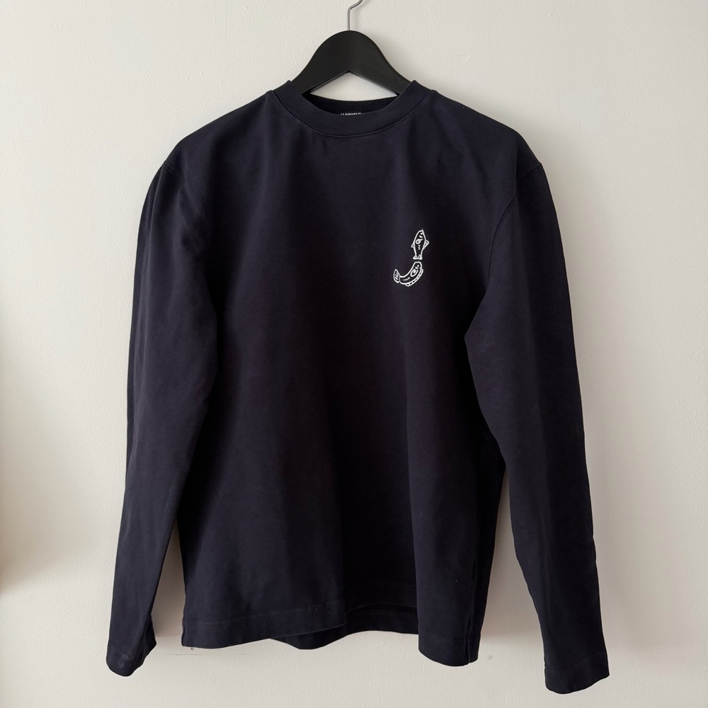 Jacquemus Black Long Sleeve Tee with White Logo